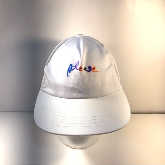 PLEASE Hat Cap Men’s Adjustable White Snapback - Picture 1 of 8